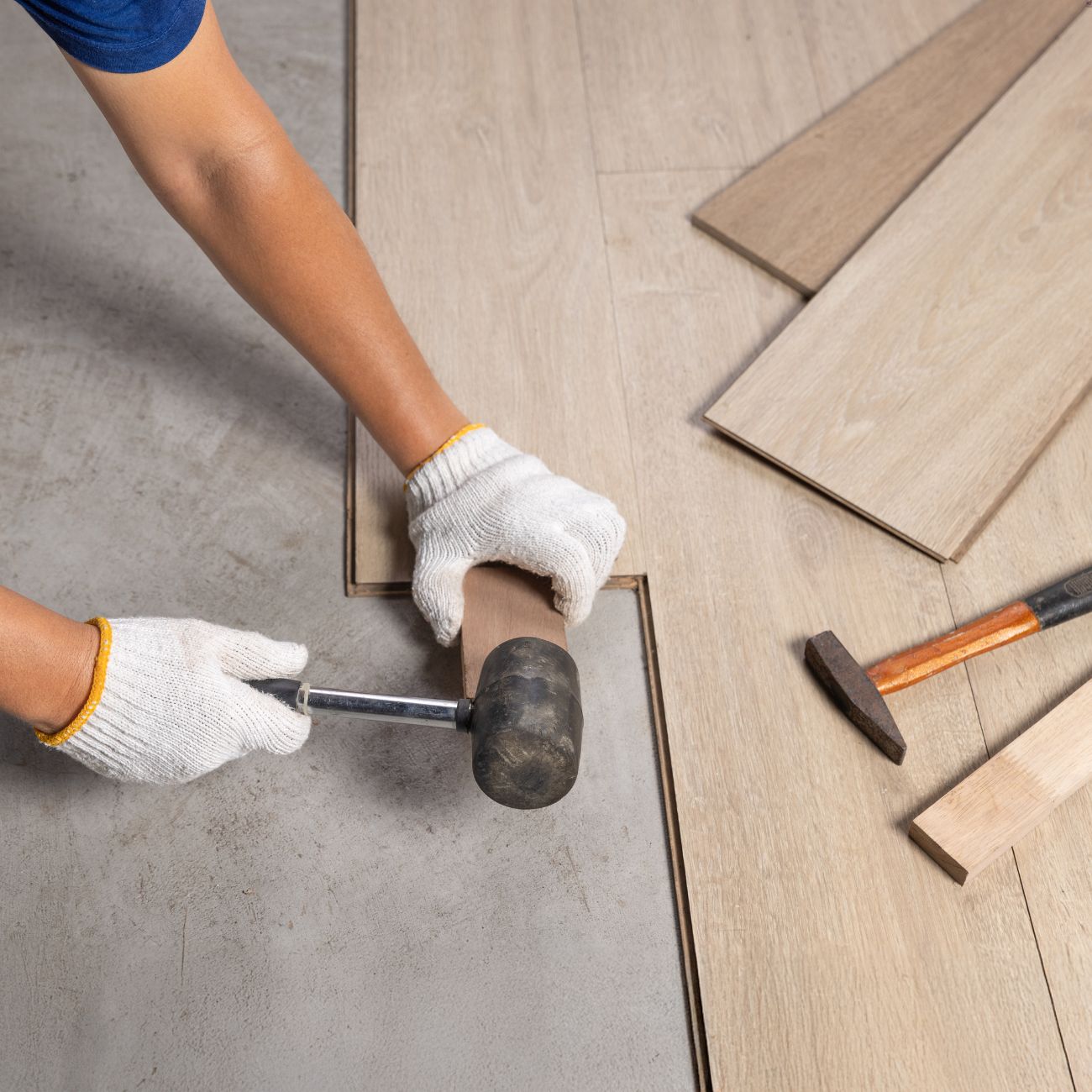 Hardwood floor refinishing and installation detail